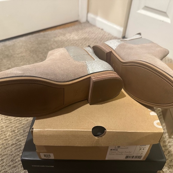 TOMS ELLA Desert Taupe Suede/Silver Metallic Leather - Picture 7 of 9